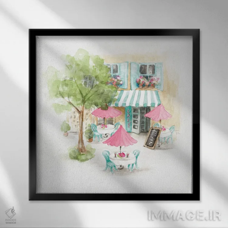 تابلو دکوراتیو "کافه پاریس" اثر لینی لورث - نمای قابدار مشکی