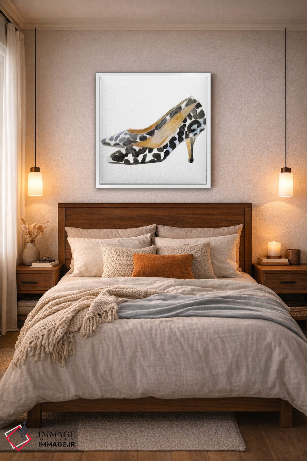 تابلو دکوراتیو "کفش های پاشنه کوتاه بچه گربه آبرنگی III مربع" اثر لینی لورث - D4W