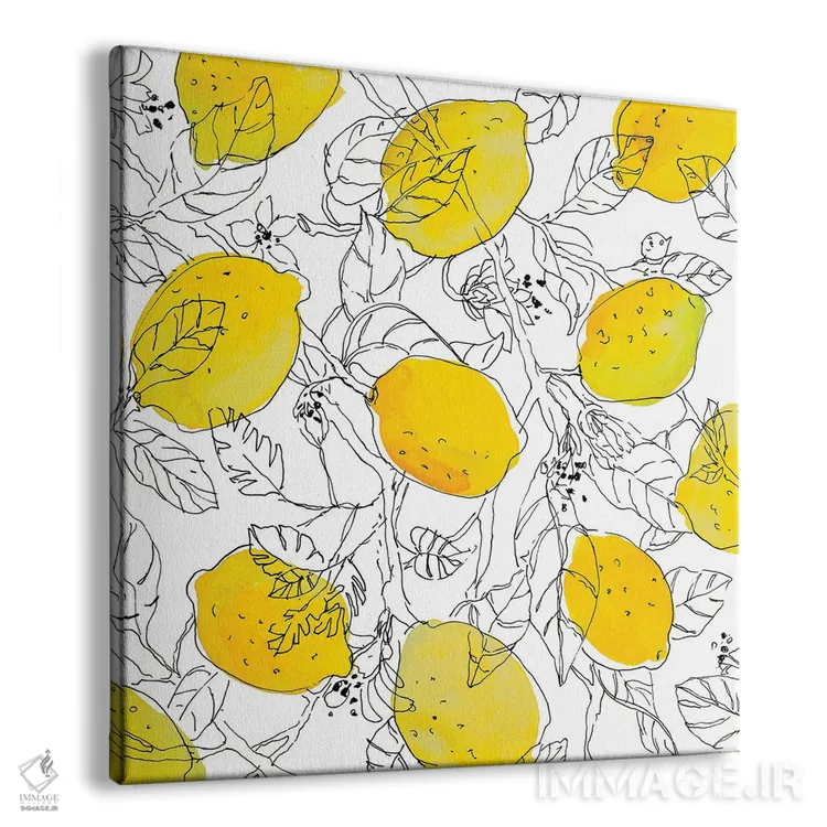 تابلو دکوراتیو "لیموها با برگ های قاب دار" اثر لینی لورث - نمای پرسپکتیو محصول