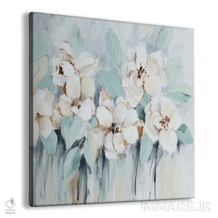 تابلو دکوراتیو "مربع گل های آبی مدرن" اثر لینی لورث - نمای پرسپکتیو محصول