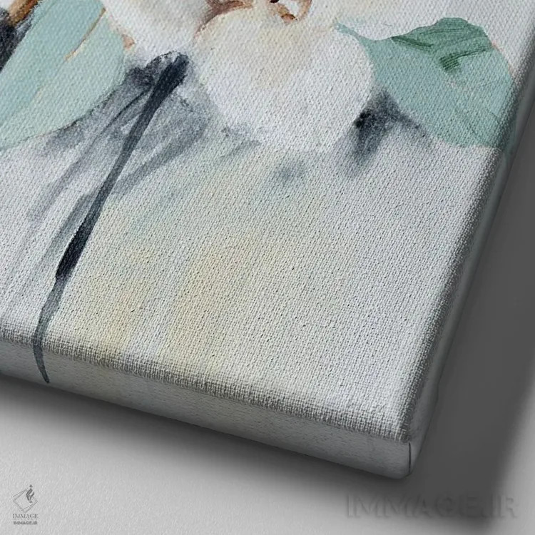 تابلو دکوراتیو "مربع گل های آبی مدرن" اثر لینی لورث - نمای نزدیک بافت بوم