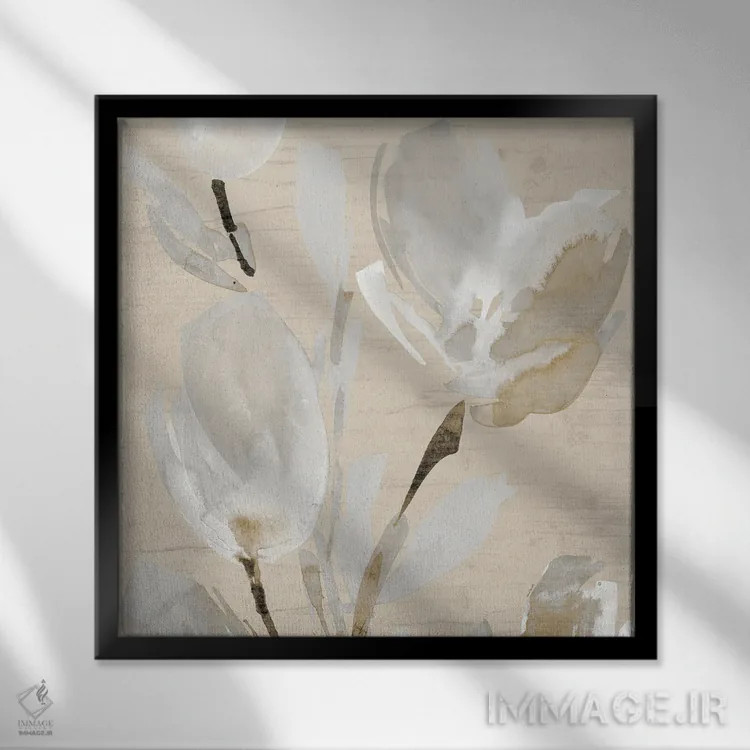 تابلو دکوراتیو "لاله های خنثی II" اثر لینی لورث - نمای قابدار مشکی