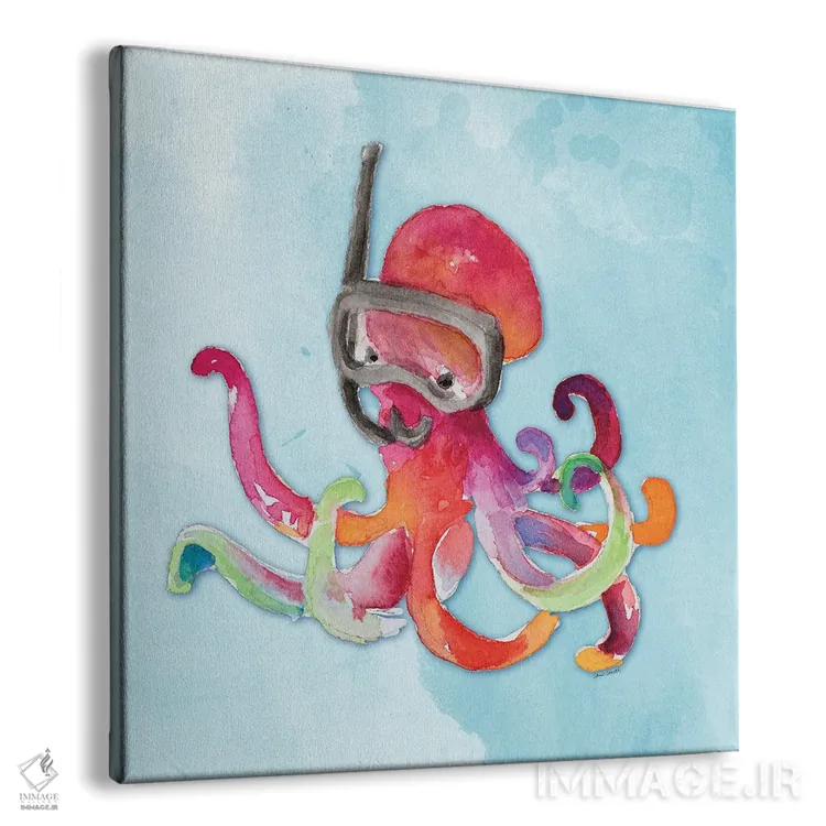 تابلو دکوراتیو "هشت پا در حال غواصی روی آبرنگ" اثر لینی لورث - نمای پرسپکتیو محصول