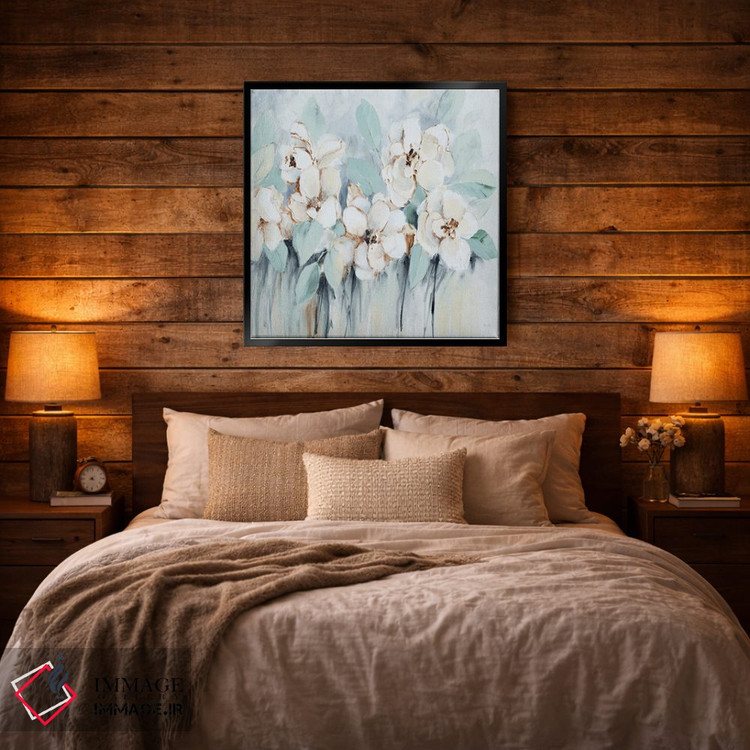 تابلو دکوراتیو "مربع گل های آبی مدرن" اثر لینی لورث - D5B