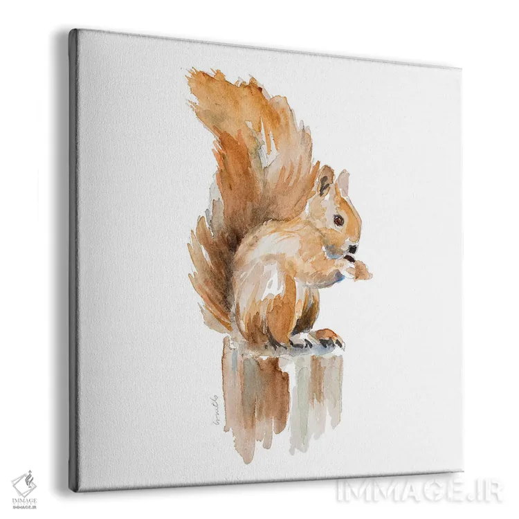 تابلو دکوراتیو "سنجاب روی آبرنگ" اثر لینی لورث - نمای پرسپکتیو محصول