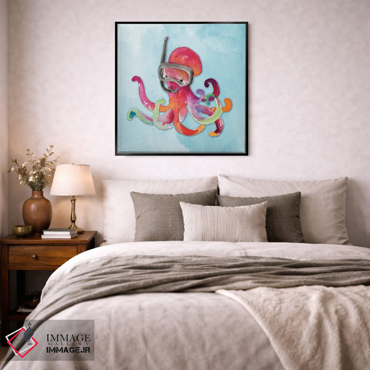 تابلو دکوراتیو "هشت پا در حال غواصی روی آبرنگ" اثر لینی لورث - D2B