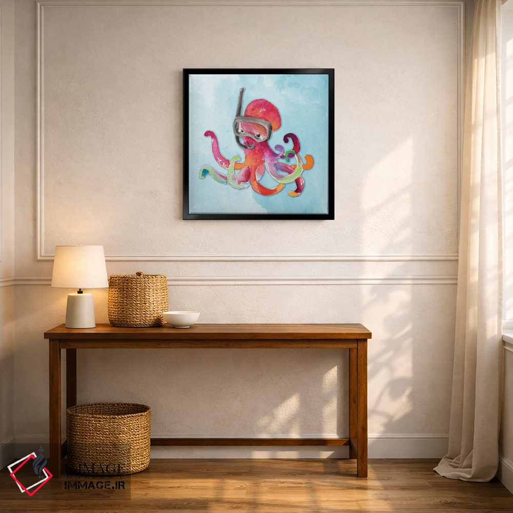 تابلو دکوراتیو "هشت پا در حال غواصی روی آبرنگ" اثر لینی لورث - D5B