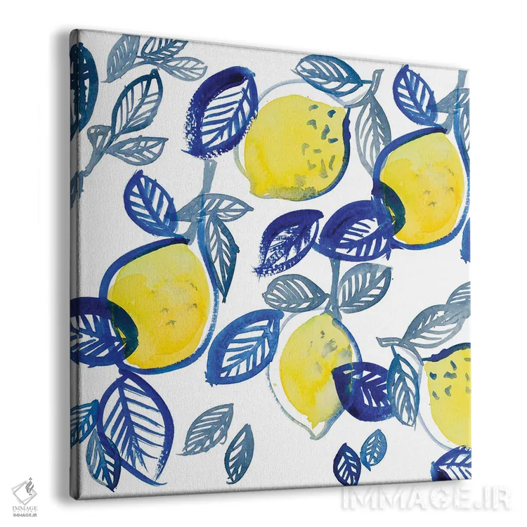 تابلو مینیمال "آمیختن لیموها و برگ ها" اثر لینی لورث - نمای پرسپکتیو محصول