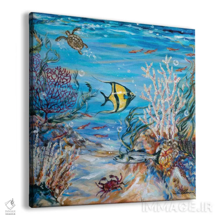 تابلو دکوراتیو "لاک پشت کوچولو در صخره" اثر لیندا اولسن - نمای پرسپکتیو محصول