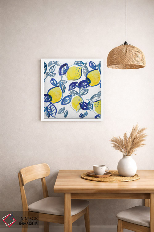 تابلو مینیمال "آمیختن لیموها و برگ ها" اثر لینی لورث - D1W