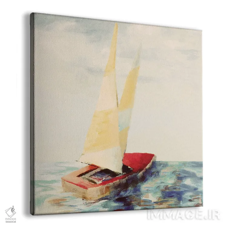 تابلو دکوراتیو "قایق بادبانی قرمز وینتیج" اثر لینی لورث - نمای پرسپکتیو محصول