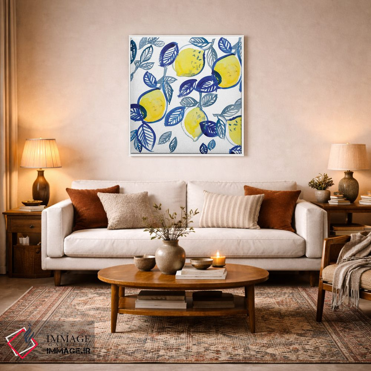 تابلو مینیمال "آمیختن لیموها و برگ ها" اثر لینی لورث - D3W