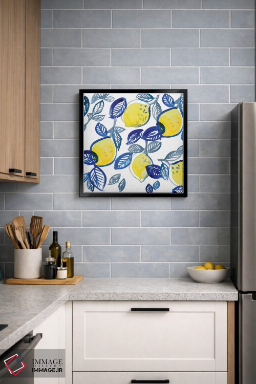 تابلو مینیمال "آمیختن لیموها و برگ ها" اثر لینی لورث - D5B