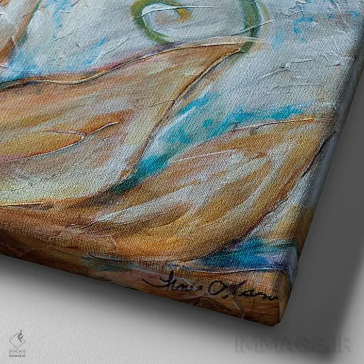 تابلو دکوراتیو "شب پره در باغ" اثر لیندا اولسن - نمای نزدیک بافت بوم