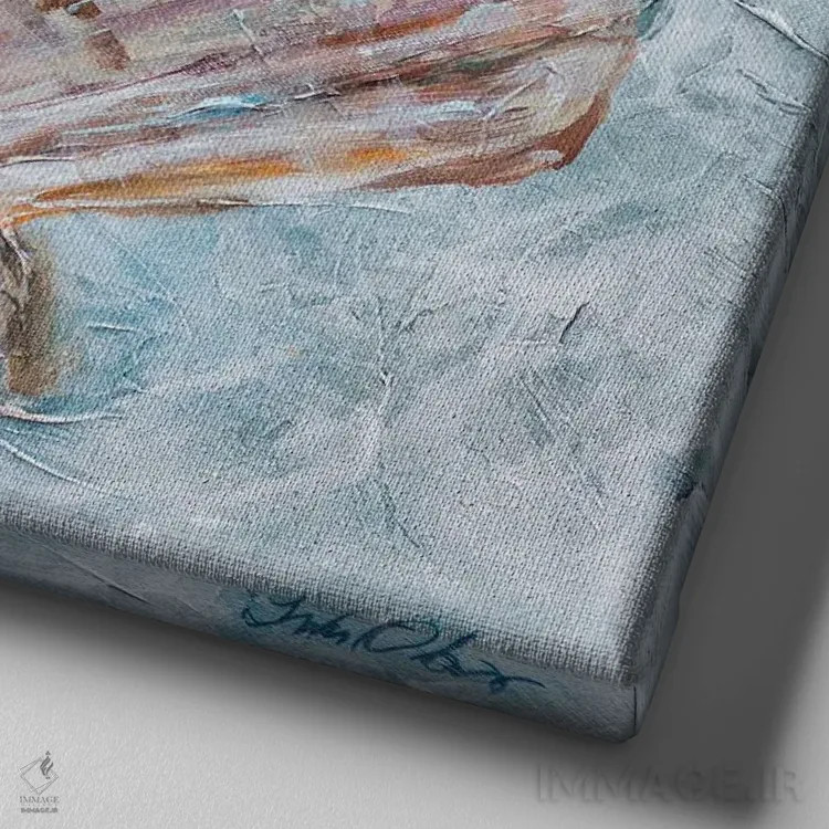 تابلو دکوراتیو "ماهی صدفی" اثر لیندا اولسن - نمای نزدیک بافت بوم