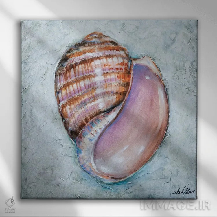 تابلو دکوراتیو "خطوط صدف" اثر لیندا اولسن - نمای روبهرو روی دیوار