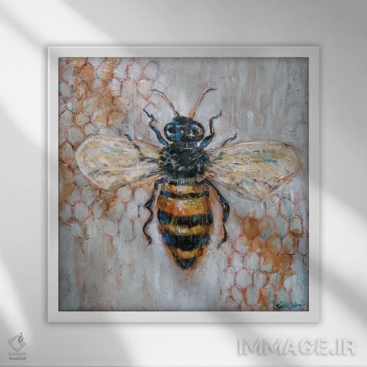 تابلو دکوراتیو "زنبور عسل" اثر لیندا اولسن - نمای قابدار سفید
