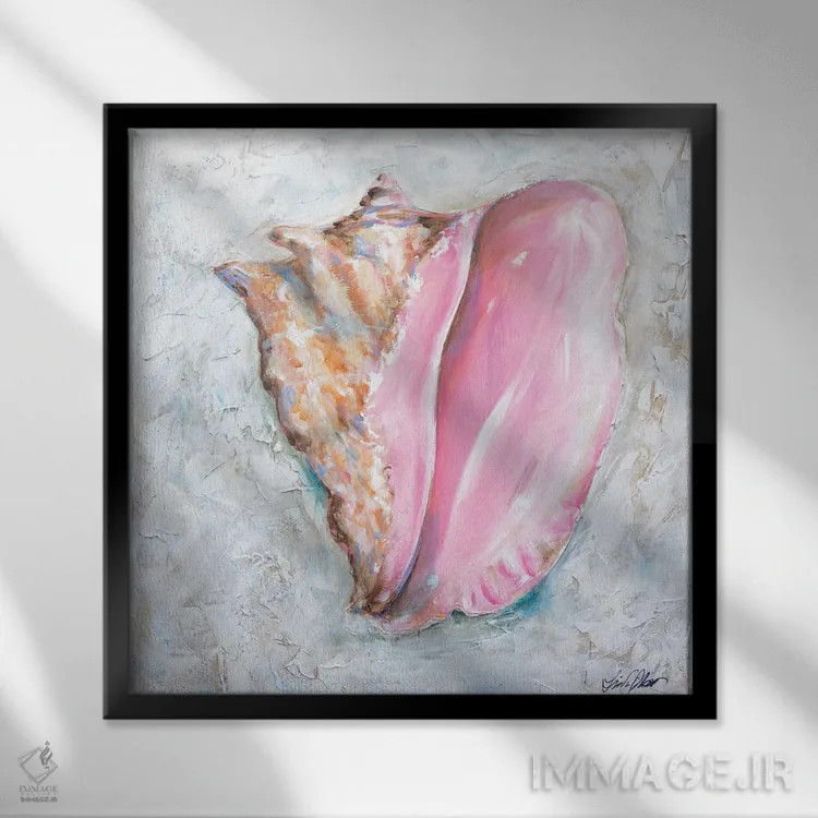 تابلو دکوراتیو "صدف ملکه" اثر لیندا اولسن - نمای قابدار مشکی