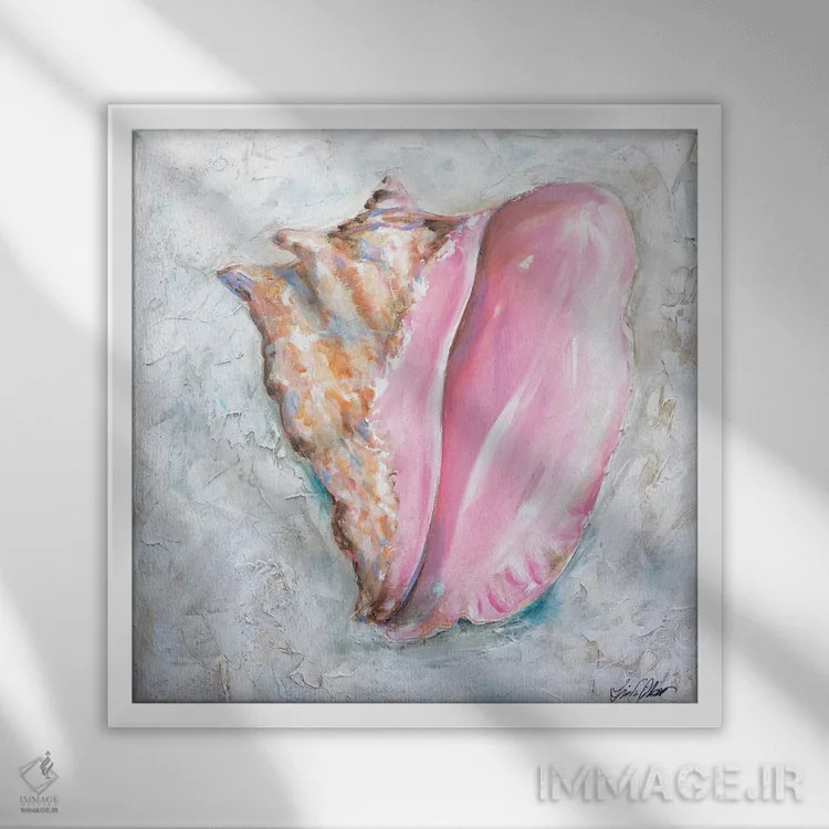 تابلو دکوراتیو "صدف ملکه" اثر لیندا اولسن - نمای قابدار سفید