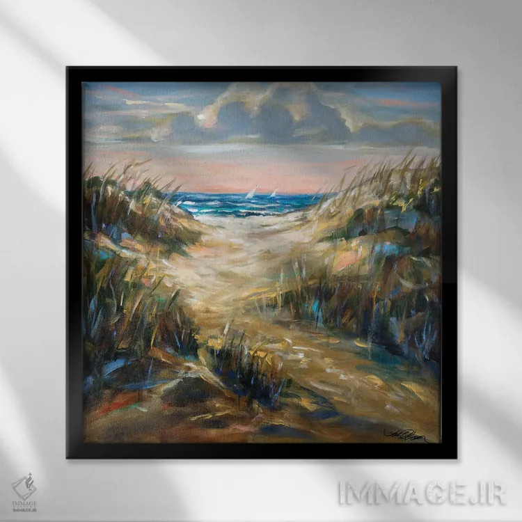 تابلو دکوراتیو "بعدازظهر شنزار" اثر لیندا اولسن - نمای قابدار مشکی