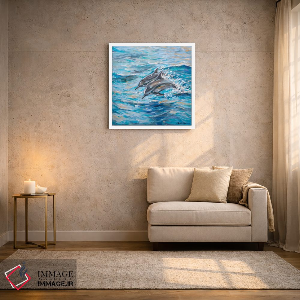 تابلو دکوراتیو "شیرجه دلفین ها" اثر لیندا اولسن - D1W