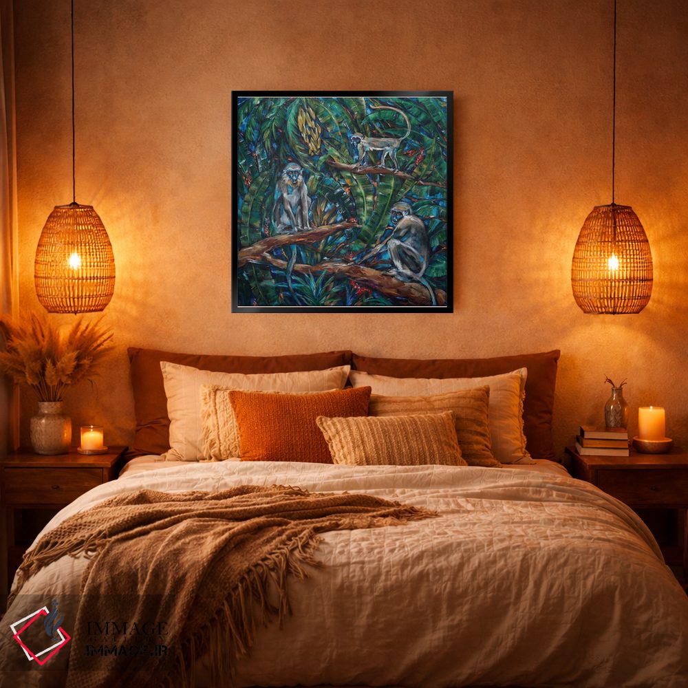 تابلو دکوراتیو "سه میمون سبز" اثر لیندا اولسن - D6B