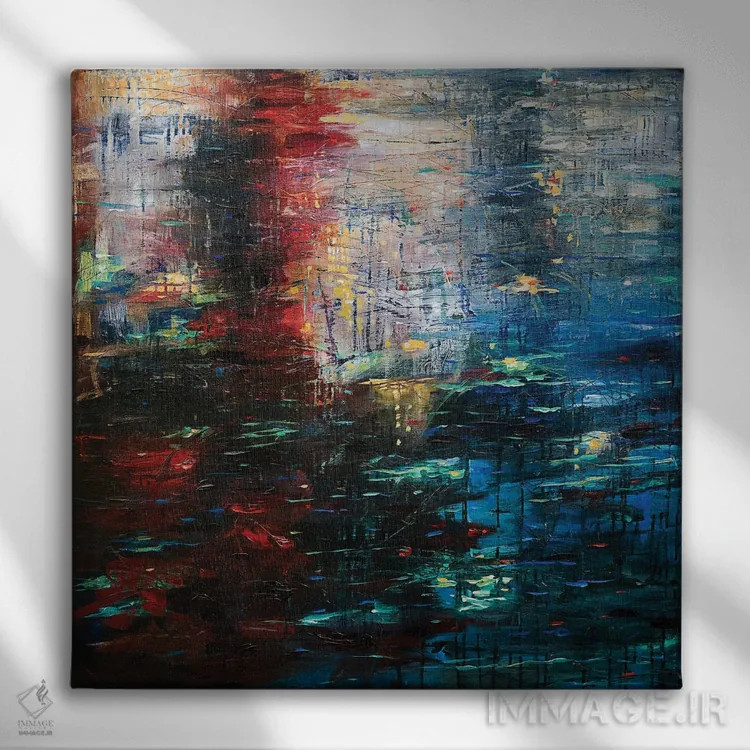 تابلو دکوراتیو "انعکاس های چشم انداز شهری" اثر لیندا اولسن - نمای روبهرو روی دیوار