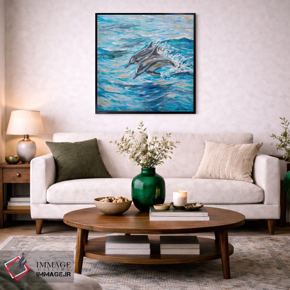 تابلو دکوراتیو "شیرجه دلفین ها" اثر لیندا اولسن - D3B