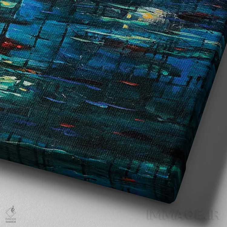 تابلو دکوراتیو "انعکاس های چشم انداز شهری" اثر لیندا اولسن - نمای نزدیک بافت بوم