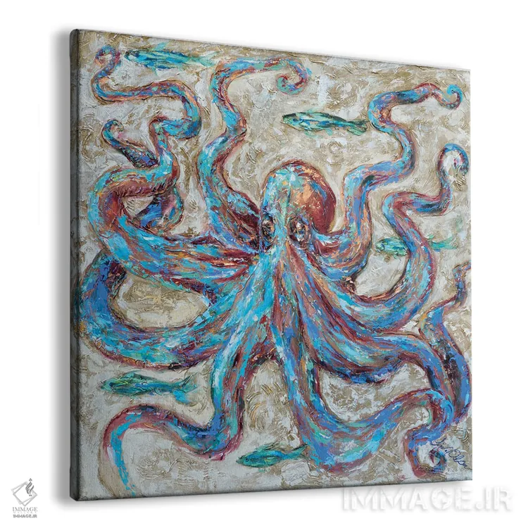 تابلو دکوراتیو هشت پا آبی اثر لیندا اولسن - نمای پرسپکتیو محصول