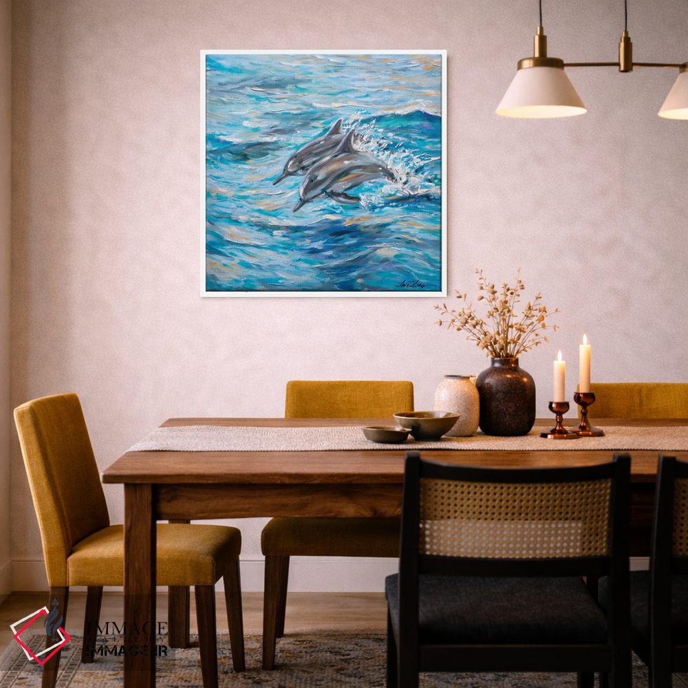 تابلو دکوراتیو "شیرجه دلفین ها" اثر لیندا اولسن - D5W