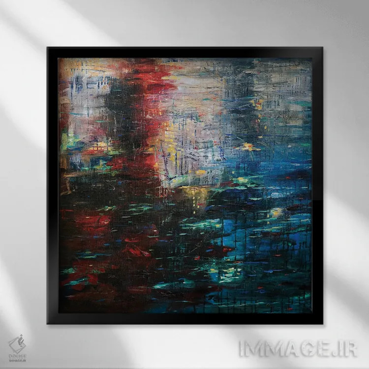 تابلو دکوراتیو "انعکاس های چشم انداز شهری" اثر لیندا اولسن - نمای قابدار مشکی