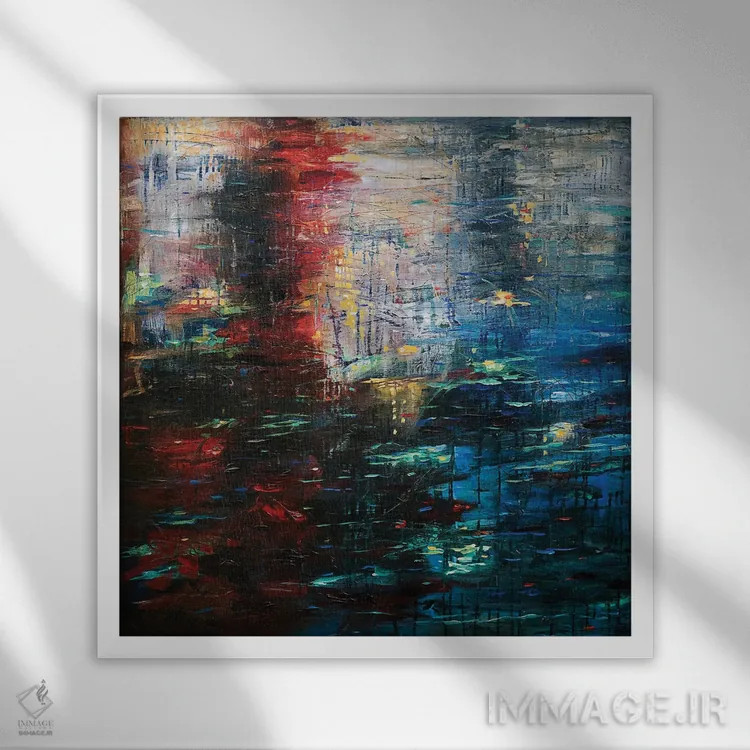 تابلو دکوراتیو "انعکاس های چشم انداز شهری" اثر لیندا اولسن - نمای قابدار سفید