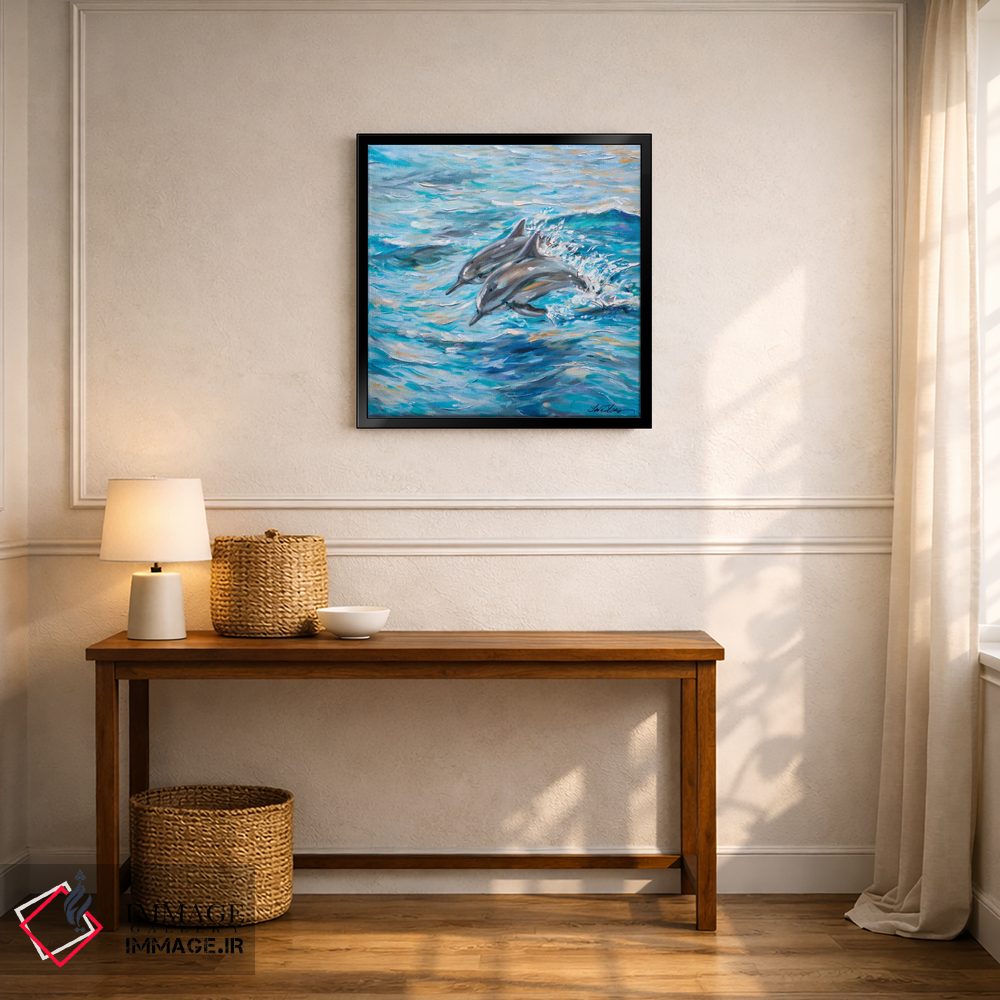 تابلو دکوراتیو "شیرجه دلفین ها" اثر لیندا اولسن - D6B
