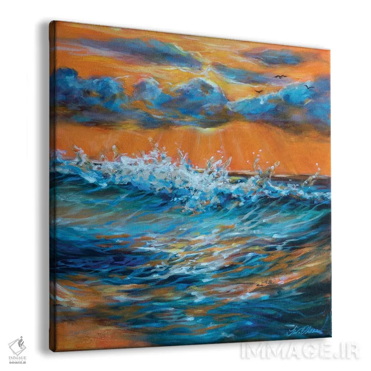 تابلو انتزاعی طلوع نارنجی اثر لیندا اولسن - نمای پرسپکتیو محصول