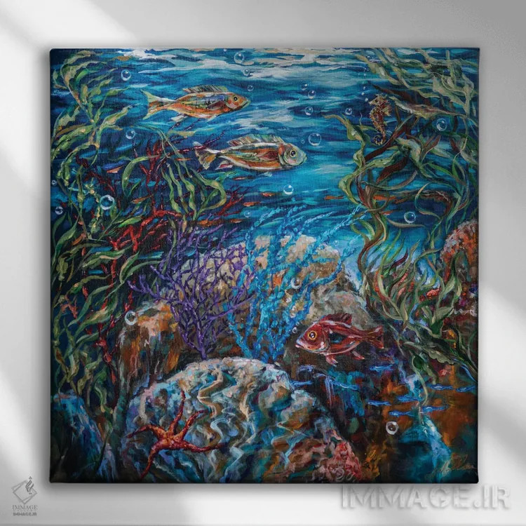 تابلو دکوراتیو "صخره جشن" اثر لیندا اولسن - نمای روبهرو روی دیوار