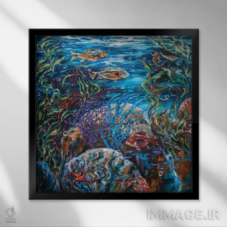 تابلو دکوراتیو "صخره جشن" اثر لیندا اولسن - نمای قابدار مشکی