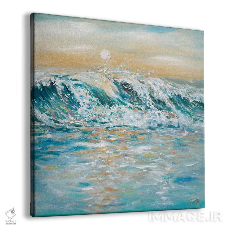 تابلو انتزاعی پاشیدن آب دریا اثر لیندا اولسن - نمای پرسپکتیو محصول