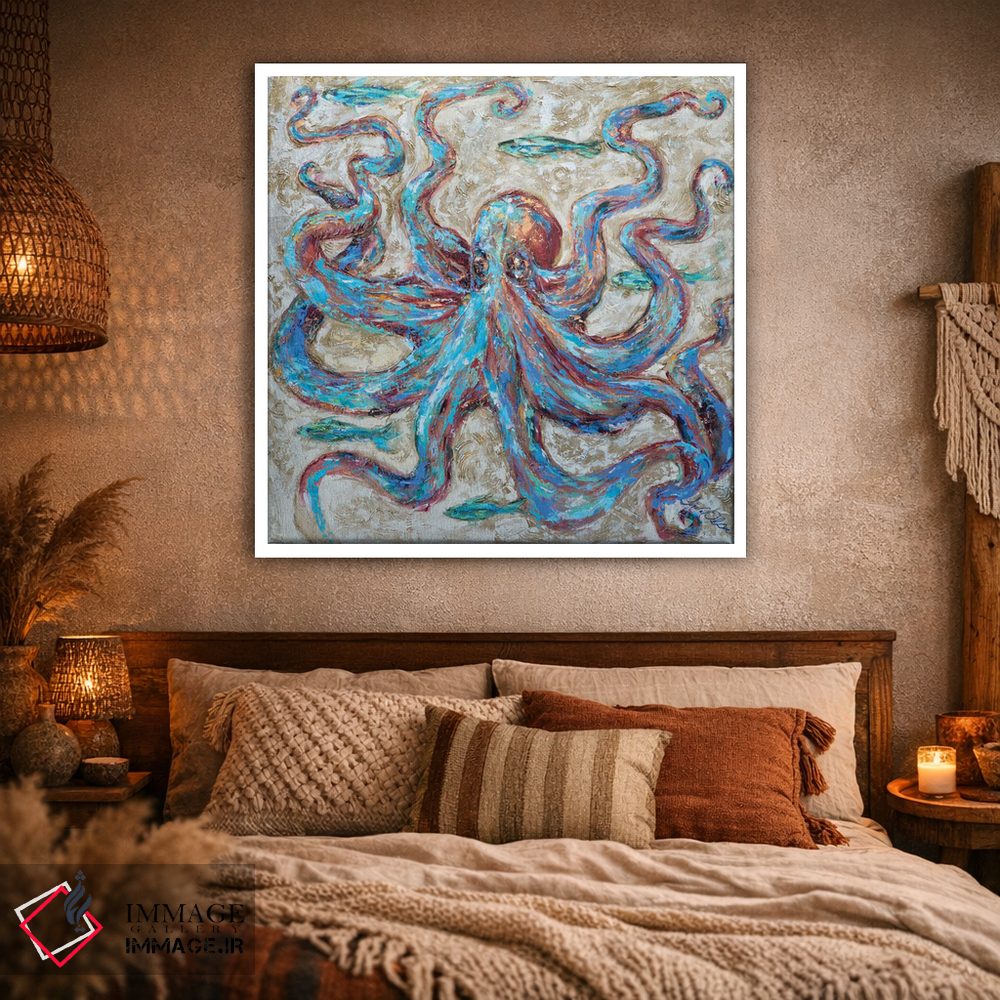 تابلو دکوراتیو هشت پا آبی اثر لیندا اولسن - D1W