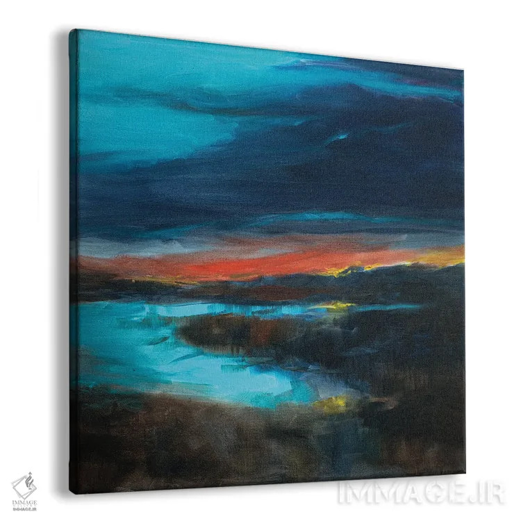 تابلو انتزاعی غروب در مرداب نمکی اثر لیندا اولسن - نمای پرسپکتیو محصول