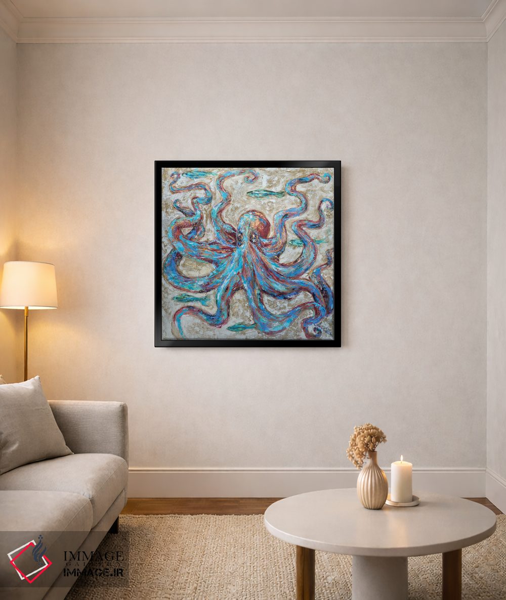 تابلو دکوراتیو هشت پا آبی اثر لیندا اولسن - D4B