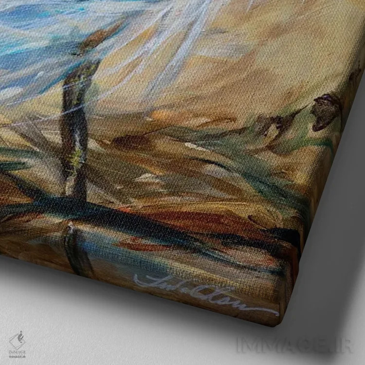 تابلو دکوراتیو آرایش کردن اثر لیندا اولسن - نمای نزدیک بافت بوم