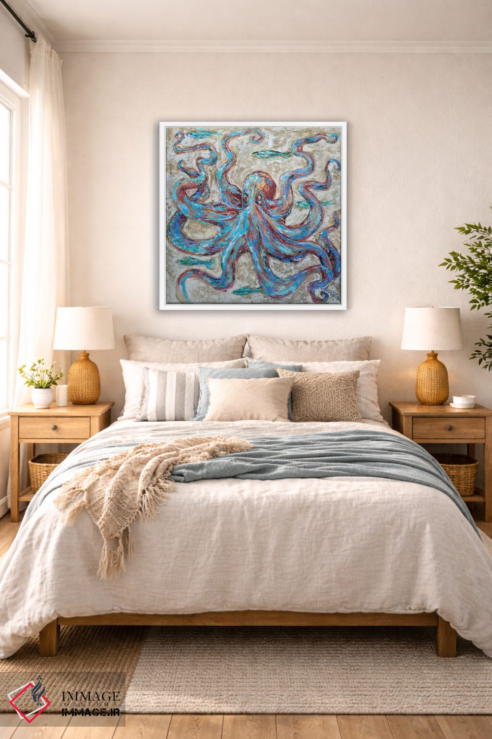 تابلو دکوراتیو هشت پا آبی اثر لیندا اولسن - D6W