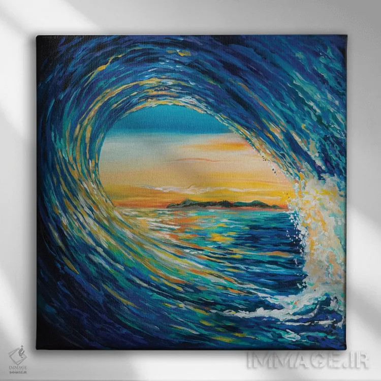 تابلو دکوراتیو پیچش غروب آفتاب اثر لیندا اولسن - نمای روبهرو روی دیوار