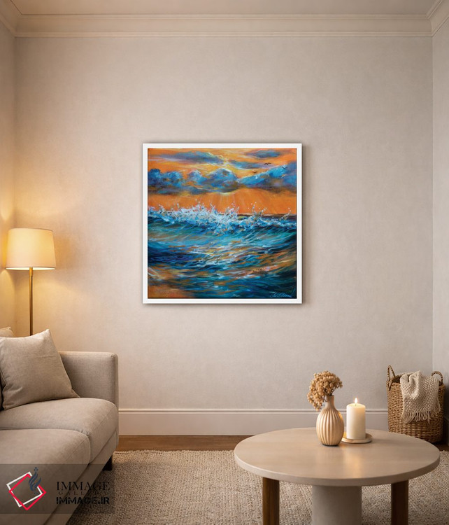 تابلو انتزاعی طلوع نارنجی اثر لیندا اولسن - D3W