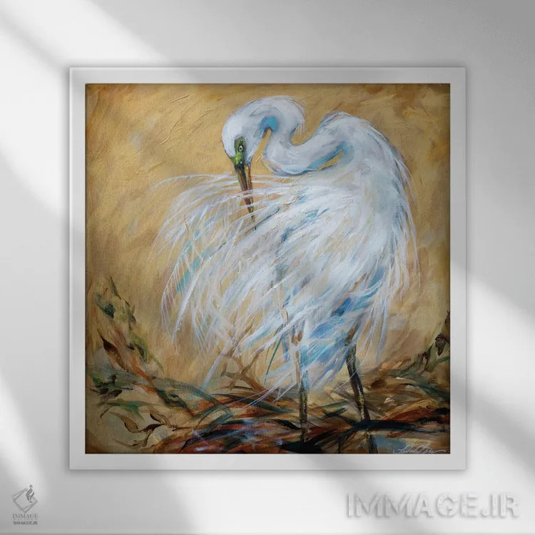 تابلو دکوراتیو آرایش کردن اثر لیندا اولسن - نمای قابدار سفید