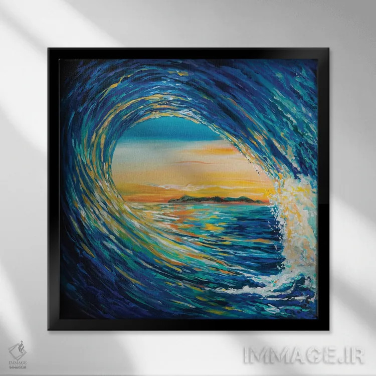 تابلو دکوراتیو پیچش غروب آفتاب اثر لیندا اولسن - نمای قابدار مشکی