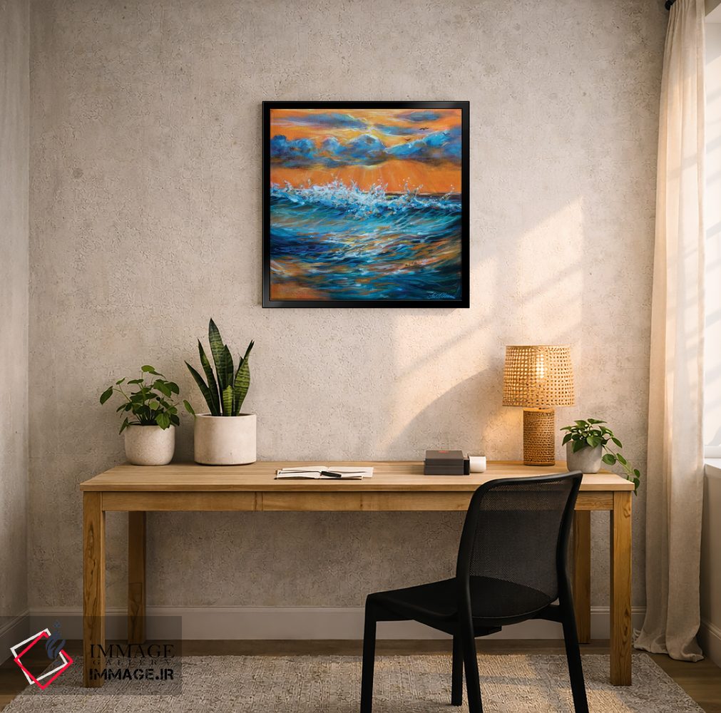 تابلو انتزاعی طلوع نارنجی اثر لیندا اولسن - D6B