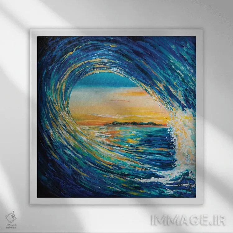 تابلو دکوراتیو پیچش غروب آفتاب اثر لیندا اولسن - نمای قابدار سفید