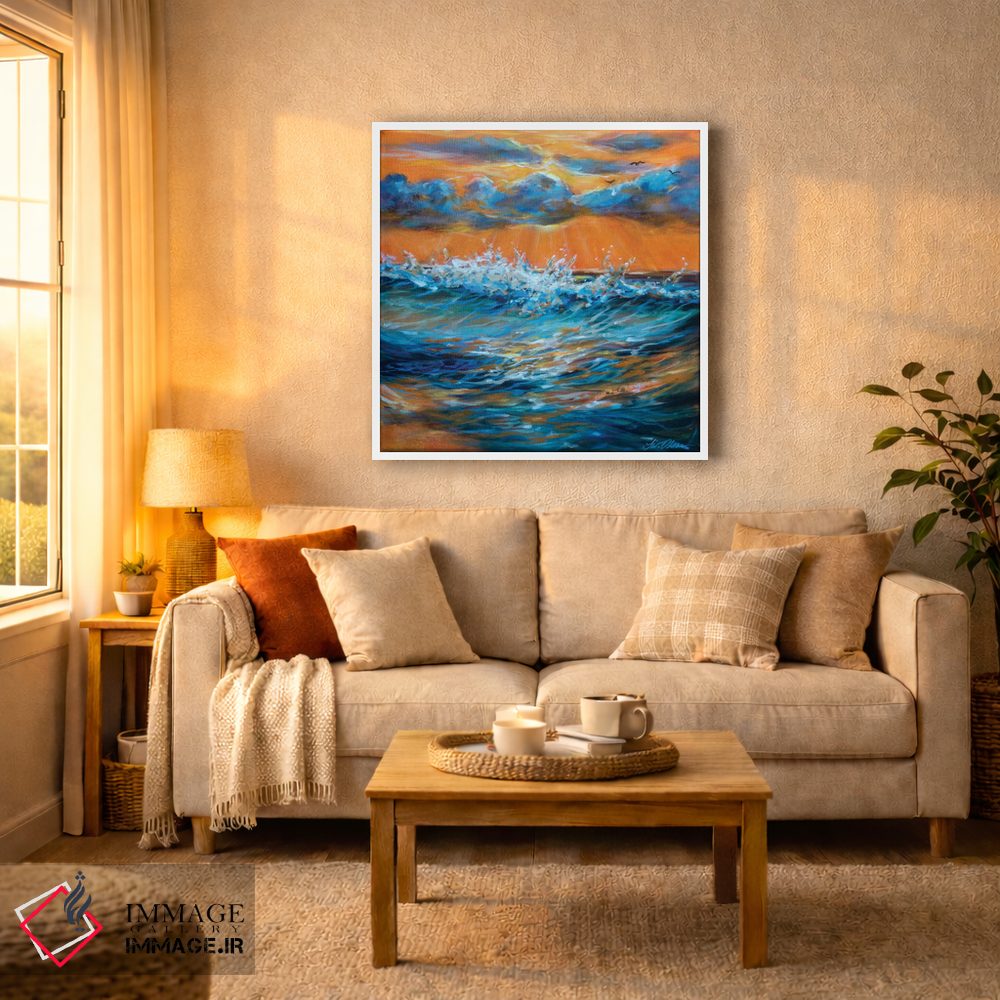 تابلو انتزاعی طلوع نارنجی اثر لیندا اولسن - D5W